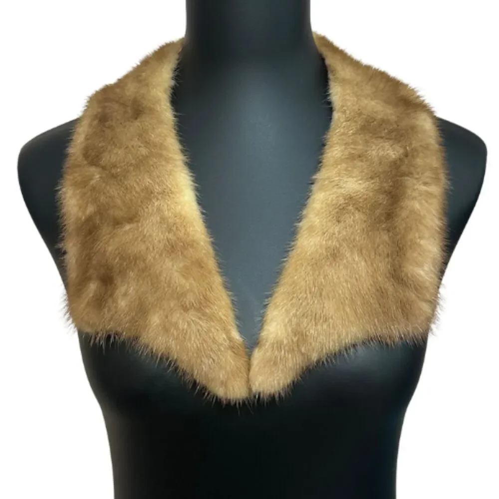 Vintage Genuine Fur Collar Stole Bundle Brown Soft Satin Lined Set
